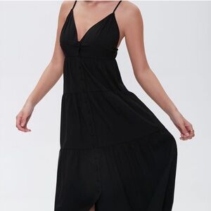 Forever 21 Tiered Cami Midi Dress, black